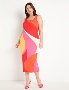 Plus Size Red Column Dress