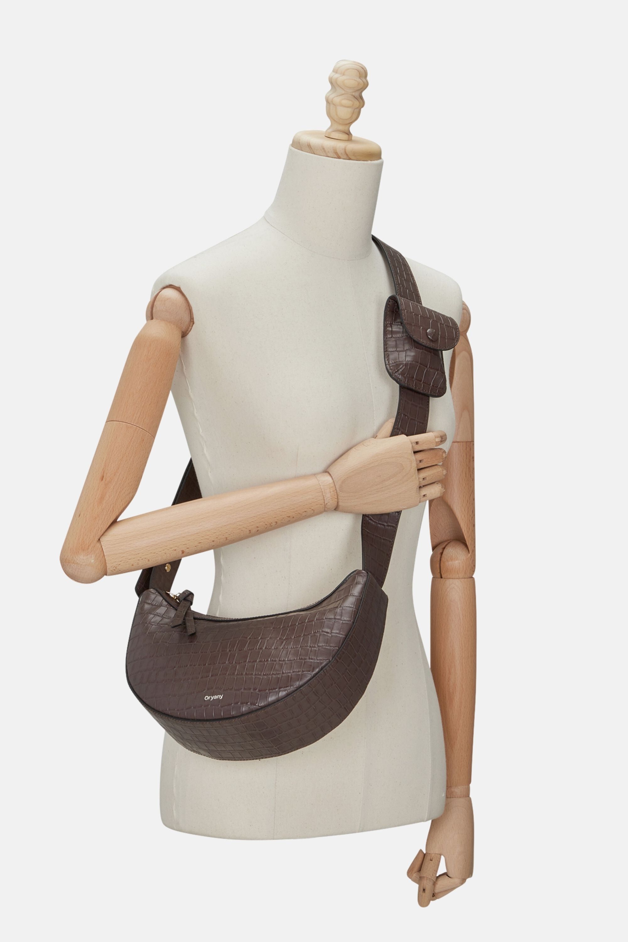 Rookie Croco Crossbody Medium- Cream, DEEP BROWN, alternate image number 1