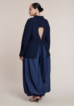 Oversized Button Up Top With Cut-Out