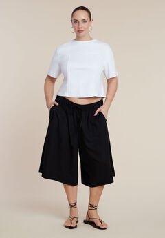 Wide-Leg Drawstring Culotte