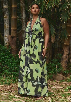Tie-Detail Halter Maxi Dress