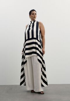 Longline Striped Satin Top