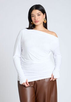 One Shoulder Tee With Ruching