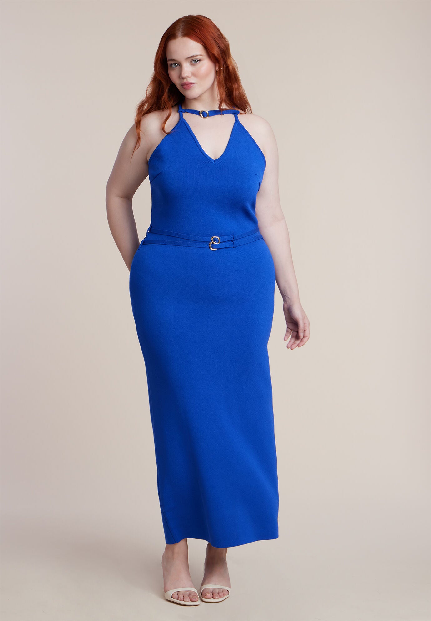 Belt Detail Sweater Dress, BEAUCOUP BLUE, on-hover image number 1