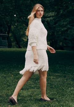 Looped Fringe Sweater Mini Skirt