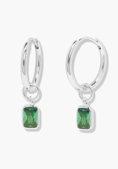 Mackenzie Silver Birthstone Hoops