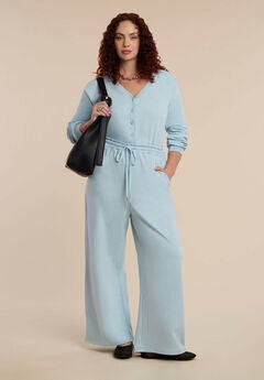 Button Up Long Sleeve Jumpsuit