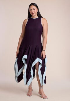 Contrast Satin Godet Maxi Dress