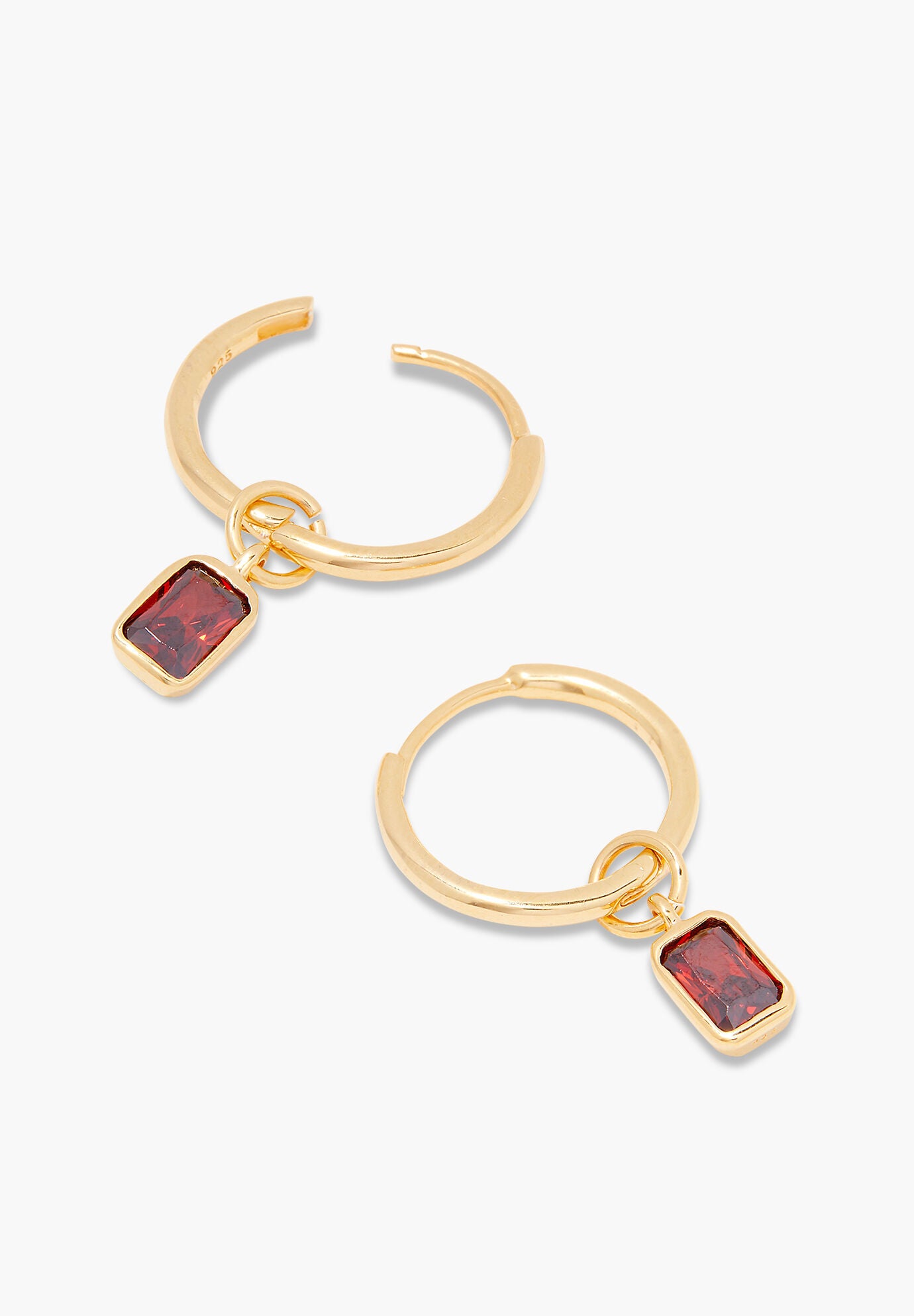 Mackenzie Gold Birthstone Hoops, JANUARY, on-hover image number 1
