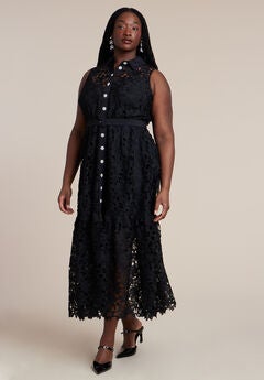 Lace Dress With Buttons & Collar