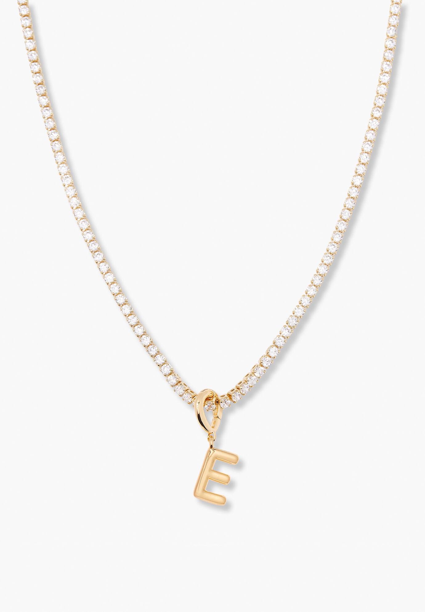Isabella Mini Tennis Initial Necklace, E, hi-res image number 0