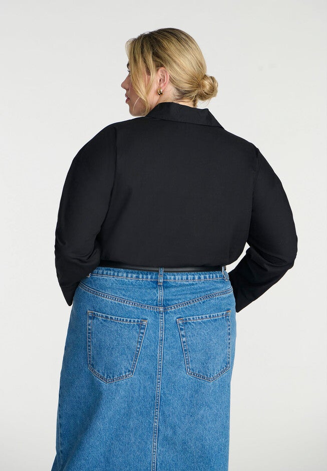 Oversized Button Down Top, BLACK ONYX, on-hover image number null