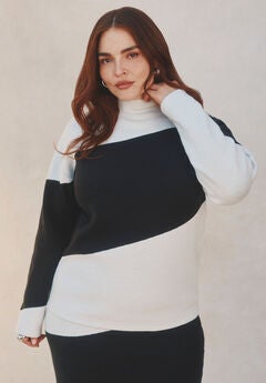 Plus Size Black And White Striped Cardigan
