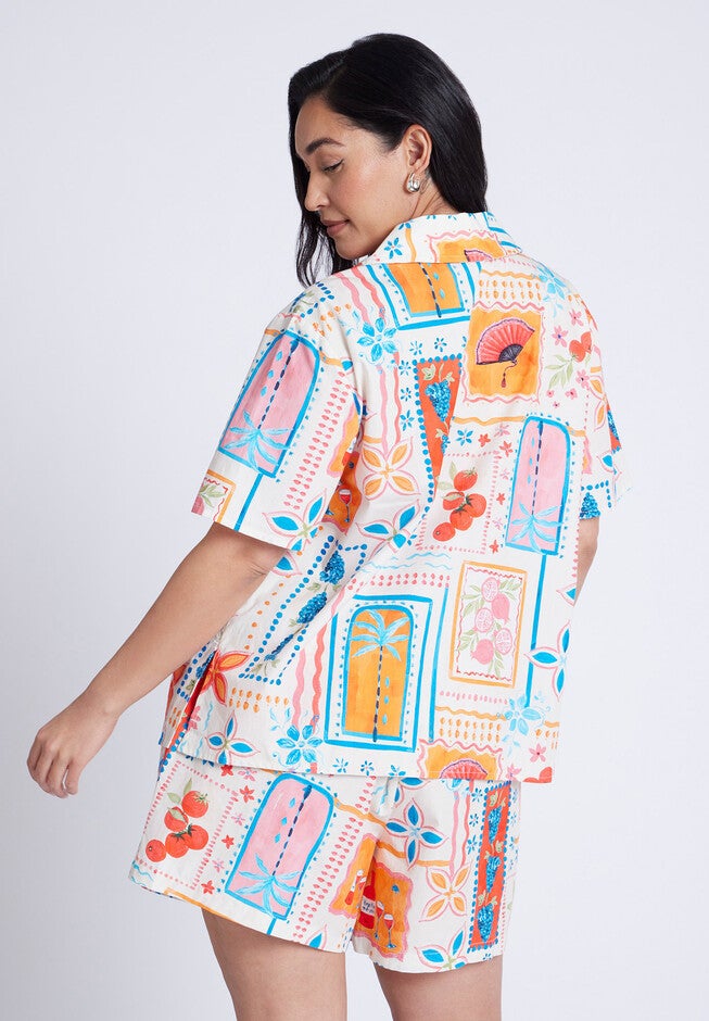 Relaxed Short Sleeve Button Down, SOUVENIR, alternate image number null