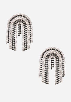 Silver And Black Rainbow Dangle Earrings