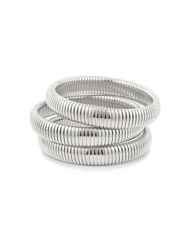 Flex Snake Chain Bracelet Set- Silver, SILVER, hi-res image number 0