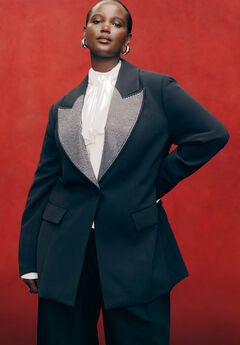 Embellished Lapel Oversized Blazer
