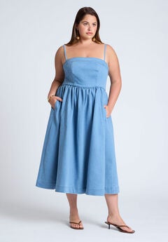 Denim Corset Bodice Midi Dress