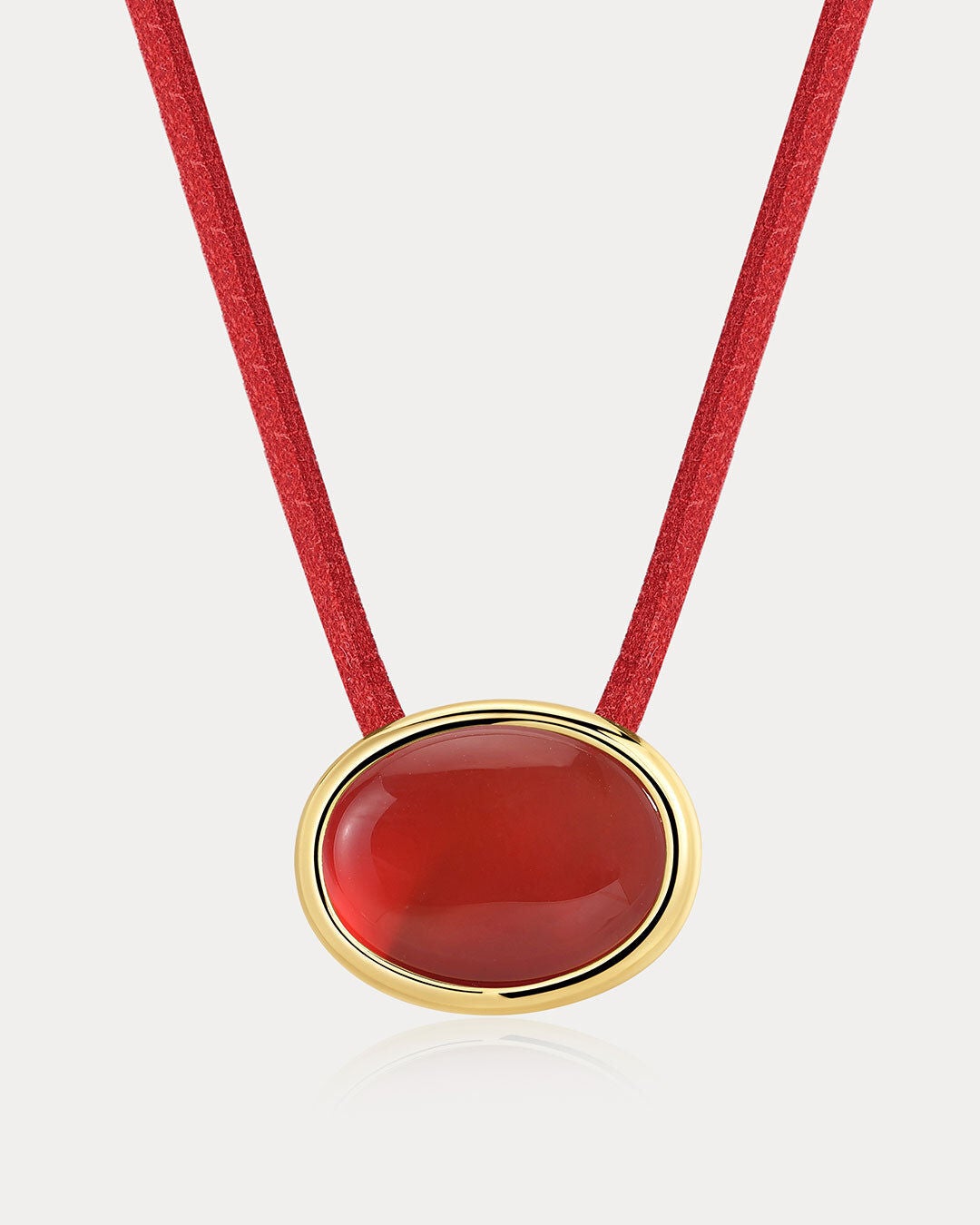 Sunset Stone Cord Necklace- Red, GOLD, hi-res image number 0