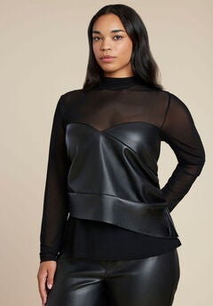 Faux Leather Wrap Top
