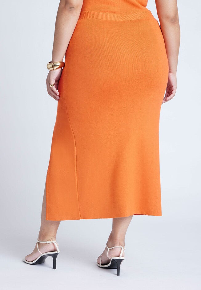 Knit Skirt With Slit And Hardware, HARVEST PUMPKIN, alternate image number null
