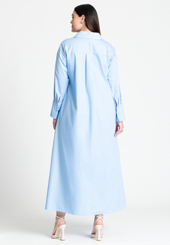 Collared Maxi Shirt Dress, OPEN AIR, on-hover image number null