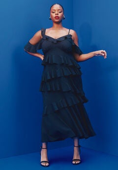 Asym Ruffle Maxi Dress