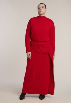 Foldover Skirt Sweater Midi Dress