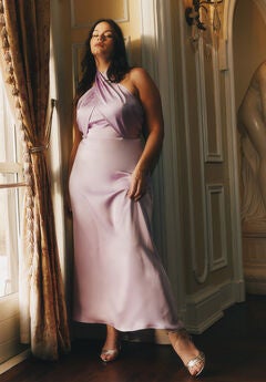 Halter Neck Satin Maxi Dress
