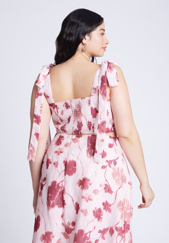 Floral Crop Top, BLOOMS OF PINK, on-hover image number null