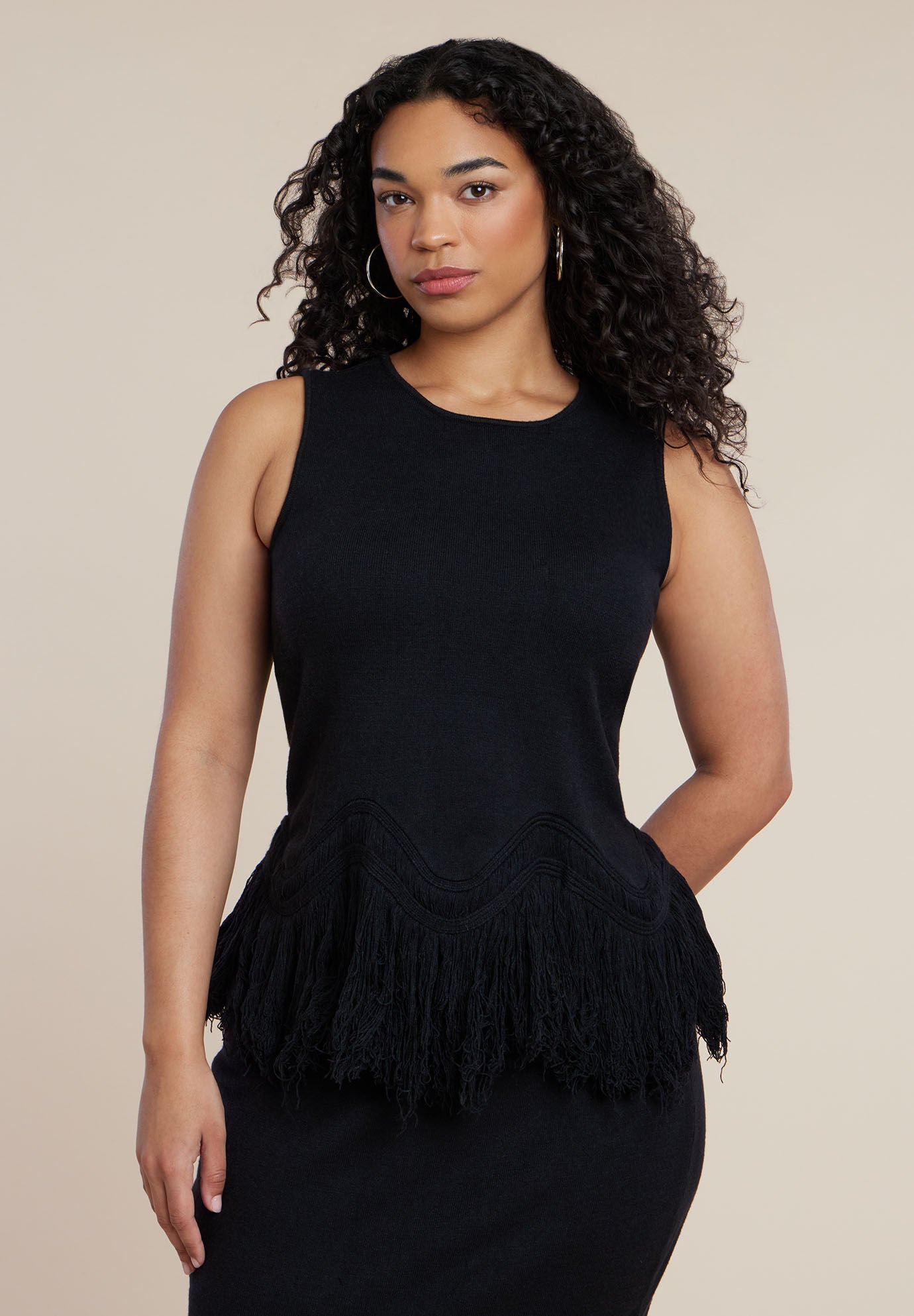 Fringe Hem Sweater Top