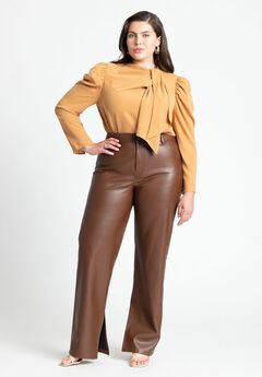 Slit Hem Faux Leather Pant