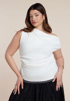 Asymmetrical Shirred Top