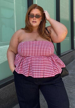 Gingham Peplum Top
