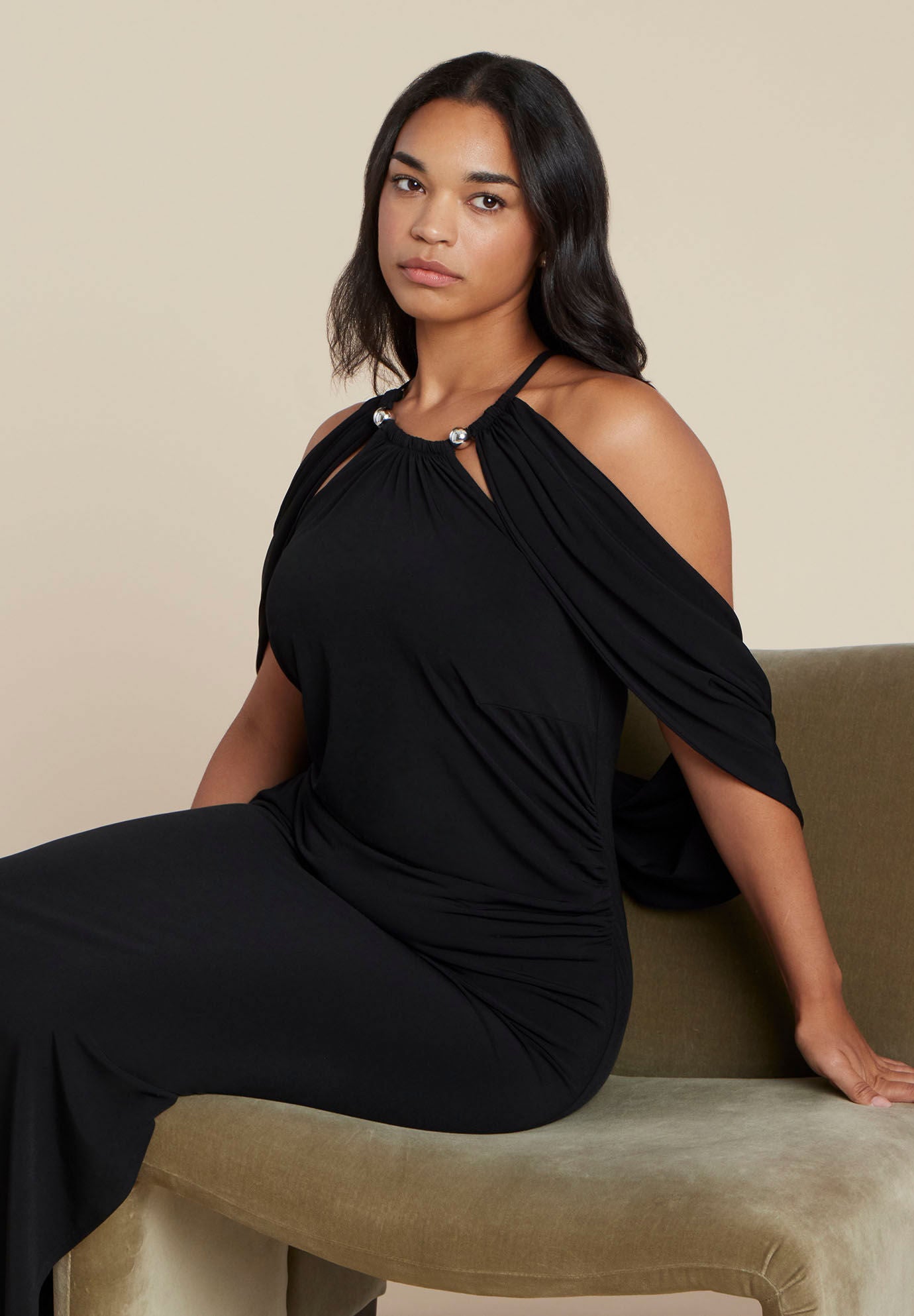 Capelet Dress, BLACK ONYX, alternate image number 2