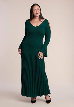 Pleated Sweater Maxi Dress