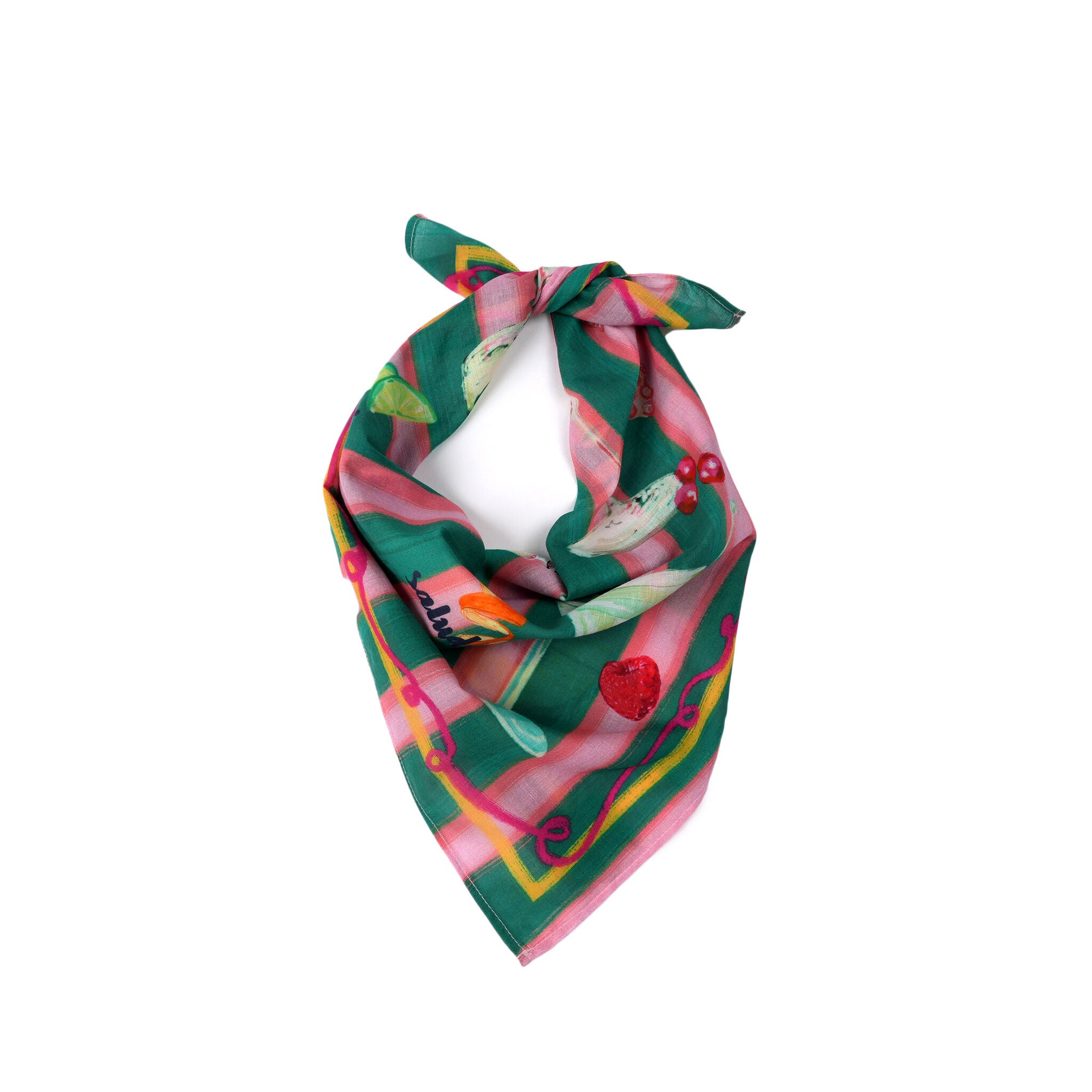 &quot;Cheers&quot; Cocktail Bandana - Dark Green, GREEN, alternate image number 3