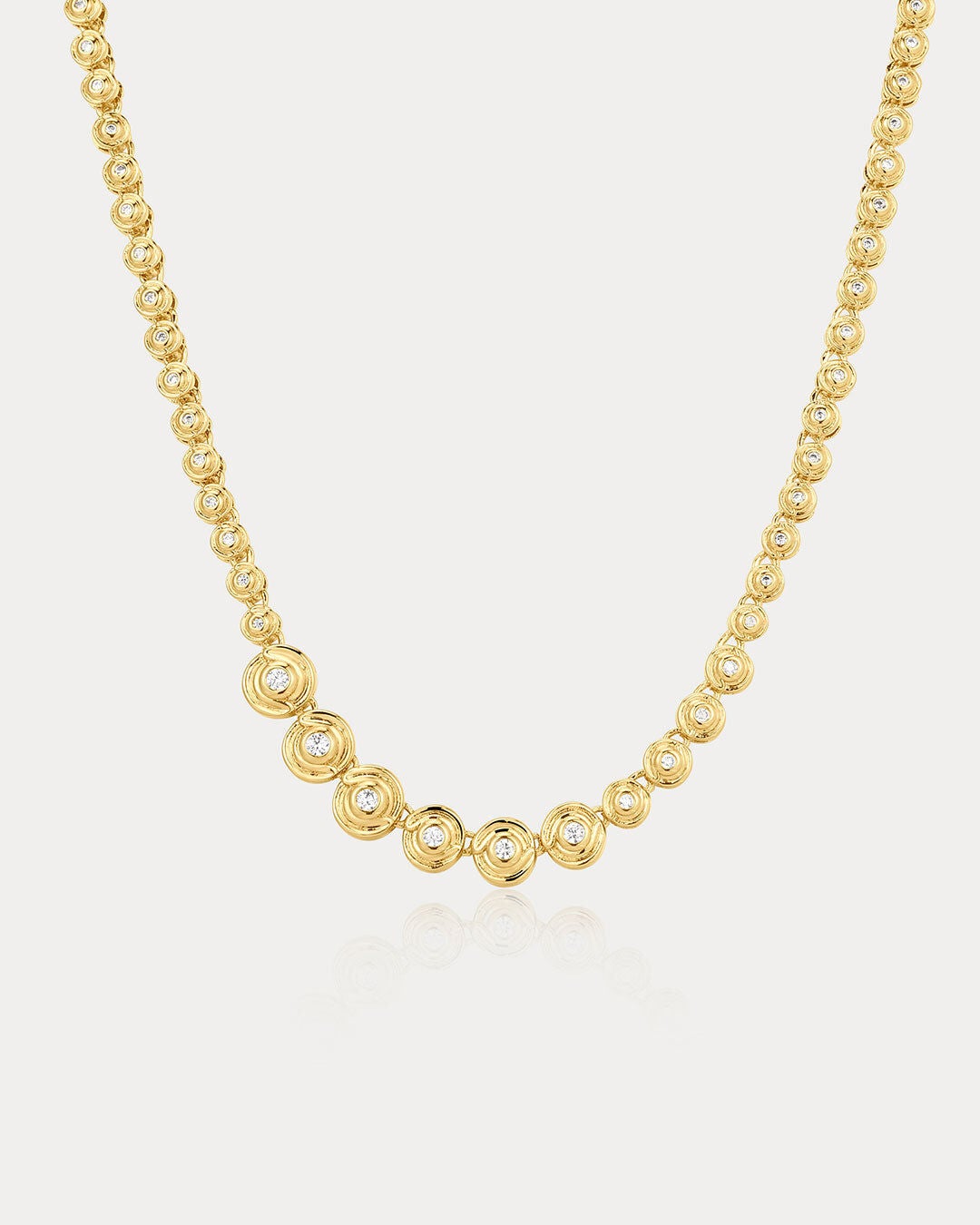 The Wave Bezel Tennis Necklace, GOLD, hi-res image number 0