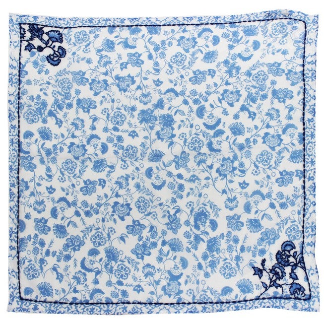 Vintage-Inspired Blue Floral Square - Blue, BLUE, hi-res image number 0