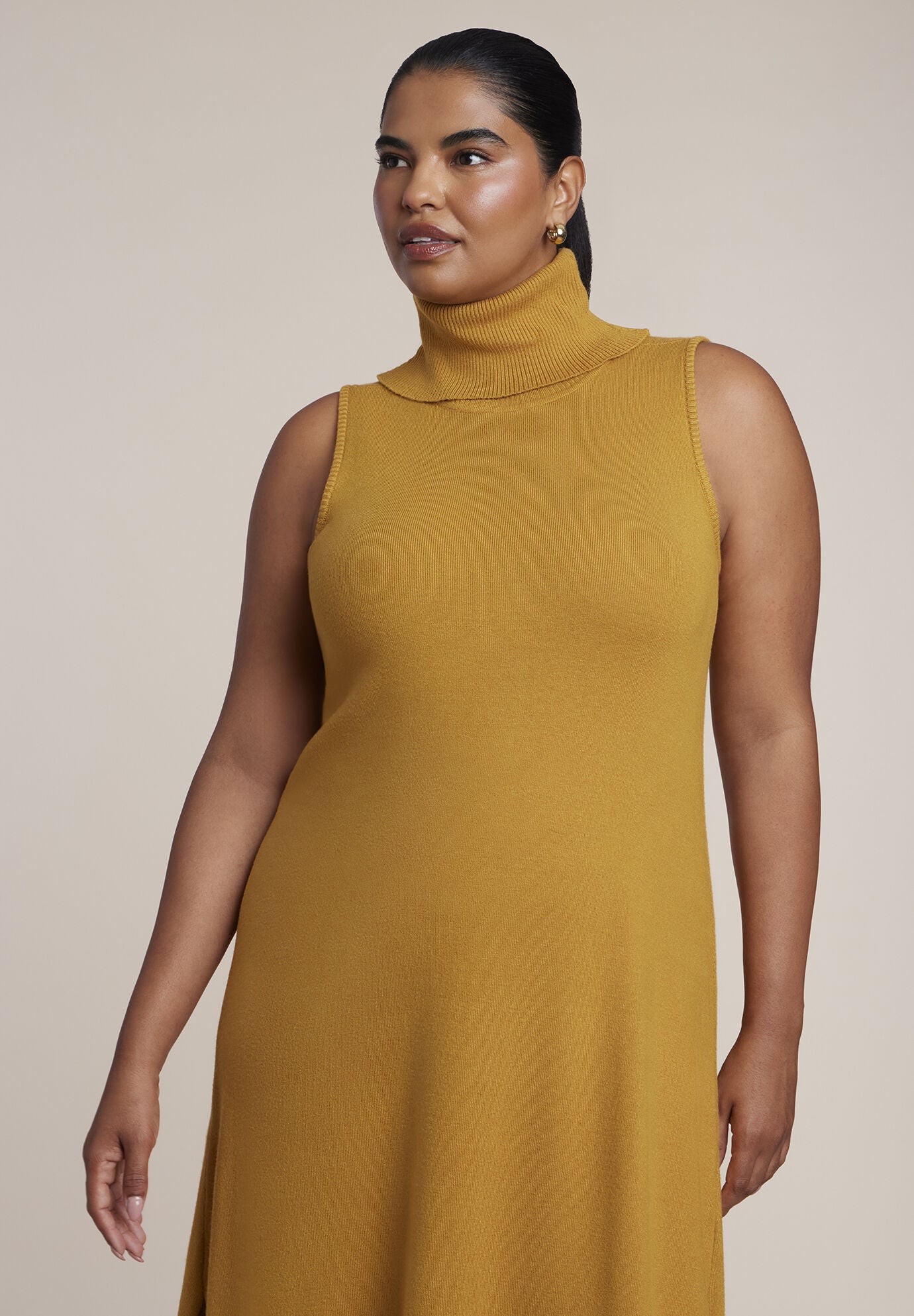Turtleneck Sweater Midi Dress, HONEY, alternate image number 4