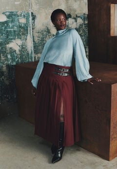 Maxi Pleated Skirt With Buckle