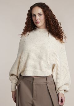 Oversized Mock Neck Batwing Sweater