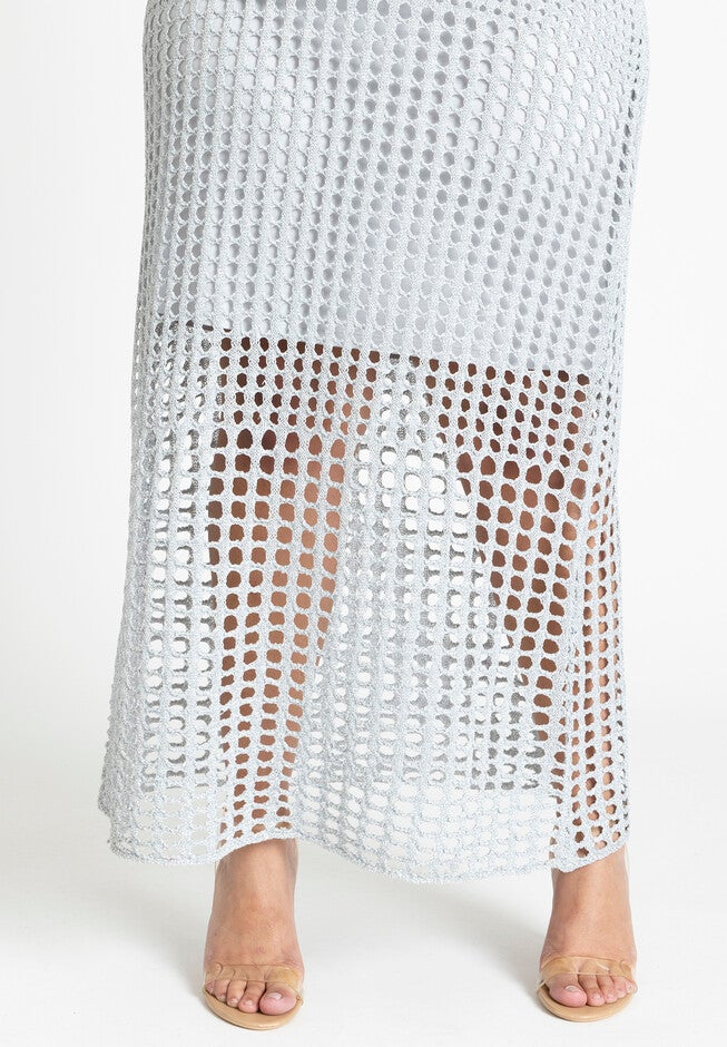 Metallic Sweater Dress, SILVER, alternate image number 4