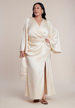 Flare Sleeve Satin Maxi Dress