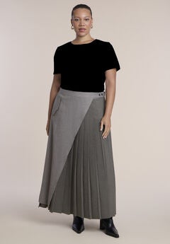 Pleated Wrap Maxi Skirt