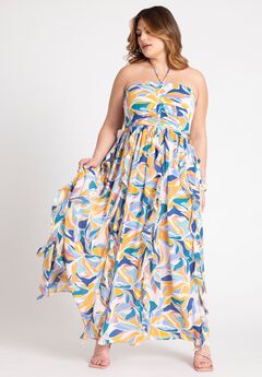 Halter Neck Ruffle Maxi Dress