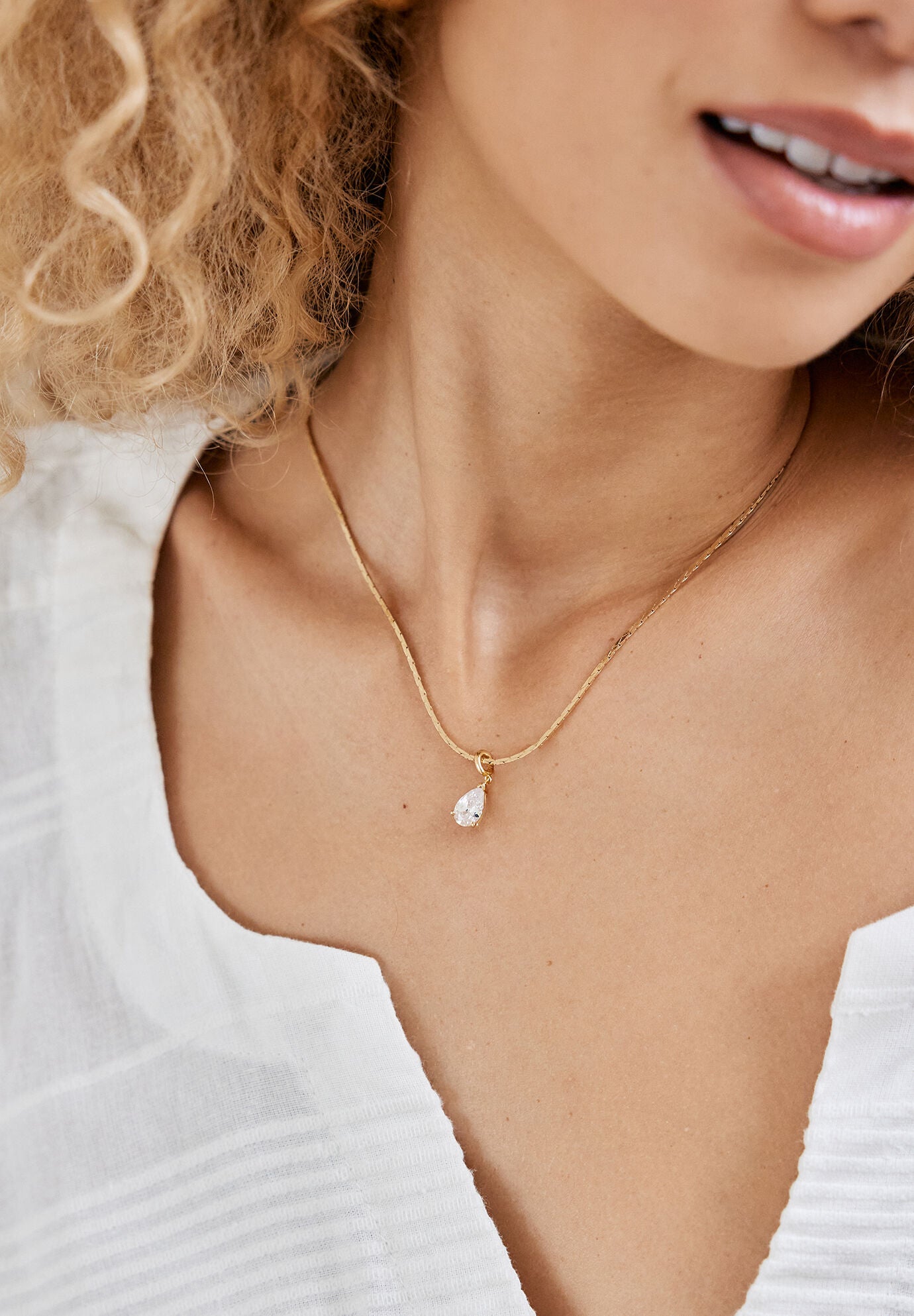Melrose Teardrop Birthstone Necklace, NOVEMBER, alternate image number 2