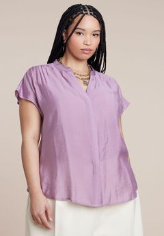 Textured Notch Collar Blouse