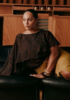 Asymmetrical Chiffon Cape Top