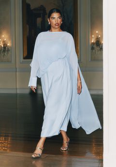 Flowy Sheer Cape Dress